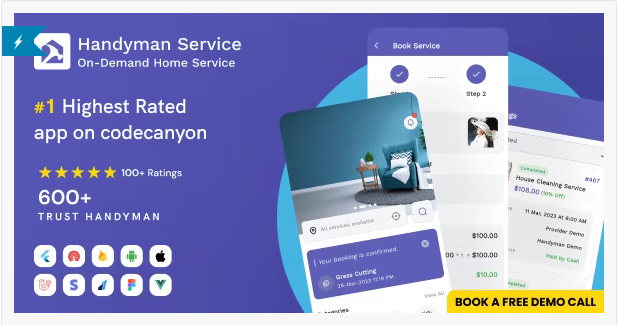 Handyman Service v9.1.0 - Flutter On-Demand Home Services App with Complete Solution
