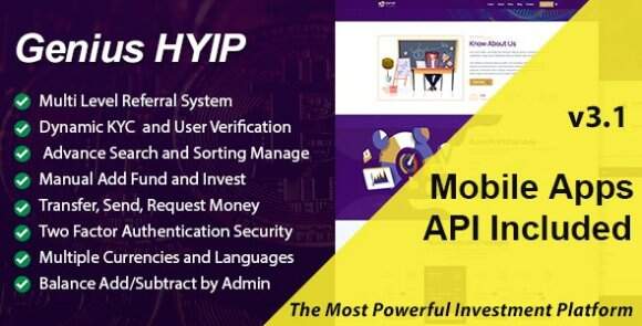 Genius HYIP v3.1 Nulled - All in One Investment Platform Script