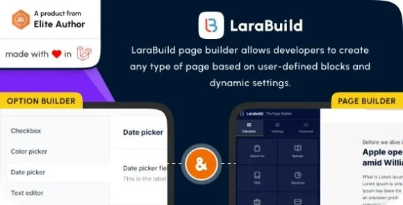 LaraBuild v1.3 - Laravel Drag and Drop Page Builder and Settings Builder Package Script Nulled