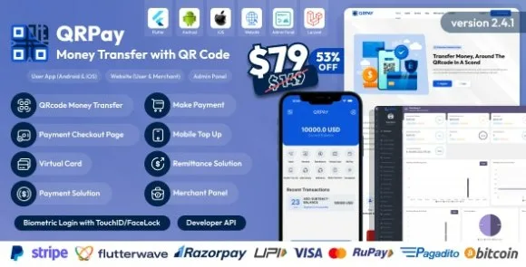 QRPay v3.2.0 Nulled - Money Transfer with QR Code Full Solution App Source