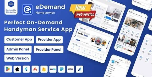 eDemand v2.1.0 - Multi Vendor On Demand Handy Services, Handyman with Flutter App | Admin Panel | Web Version Source