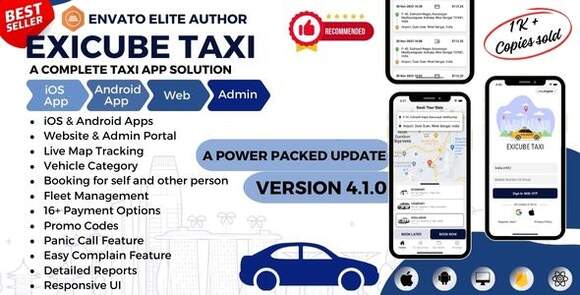 Exicube Taxi App v4.1.4 - Source Code with Admin Panel
