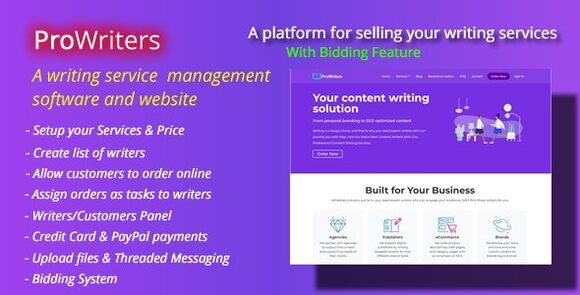 ProWriters v2.0 - Sell Writing Services Online PHP Script FREE