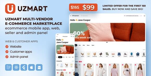 UzMart v1.0 Nulled - Multi-Vendor E-commerce Marketplace - eCommerce Mobile App, Web, Seller and Admin Panel Script
